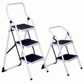 Folding step ladder features a 250-lb. capacity.